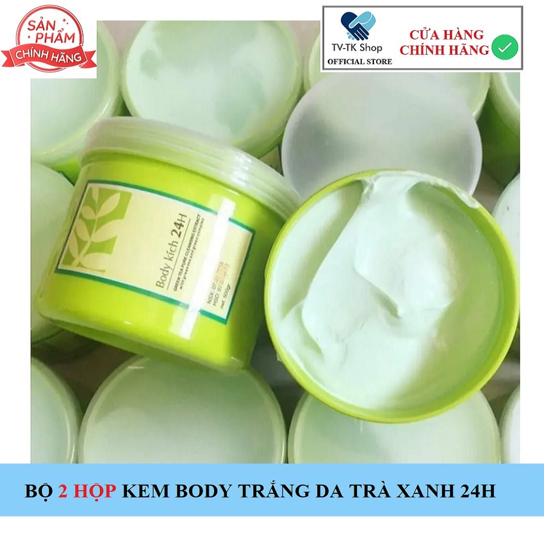 Bộ 2 Hộp Kem Kích Trắng Body Trà Xanh 24h Ủ Trắng Da Body Toàn Thân Giảm Thâm Sạm Và Mụn Tẩy Tế Bào Chết