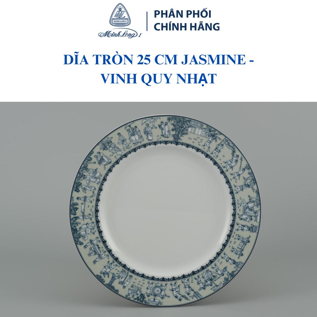 Dĩa tròn 25 cm jasmine vinh quy nhạt - gốm sứ cao cấp minh long 1