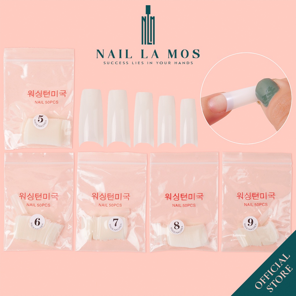 Móng nối HSM chính hãng phom vuông lẻ size - Móng tip 1 túi 50 móng