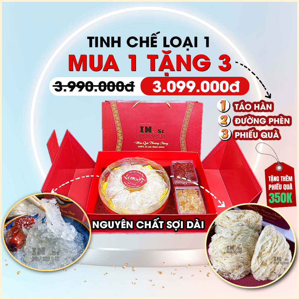 100g yến tinh chế sợi dài loại 1 yến tinh chế nguyên chất cao cấp chính hãng - yến sào khánh hòa inest