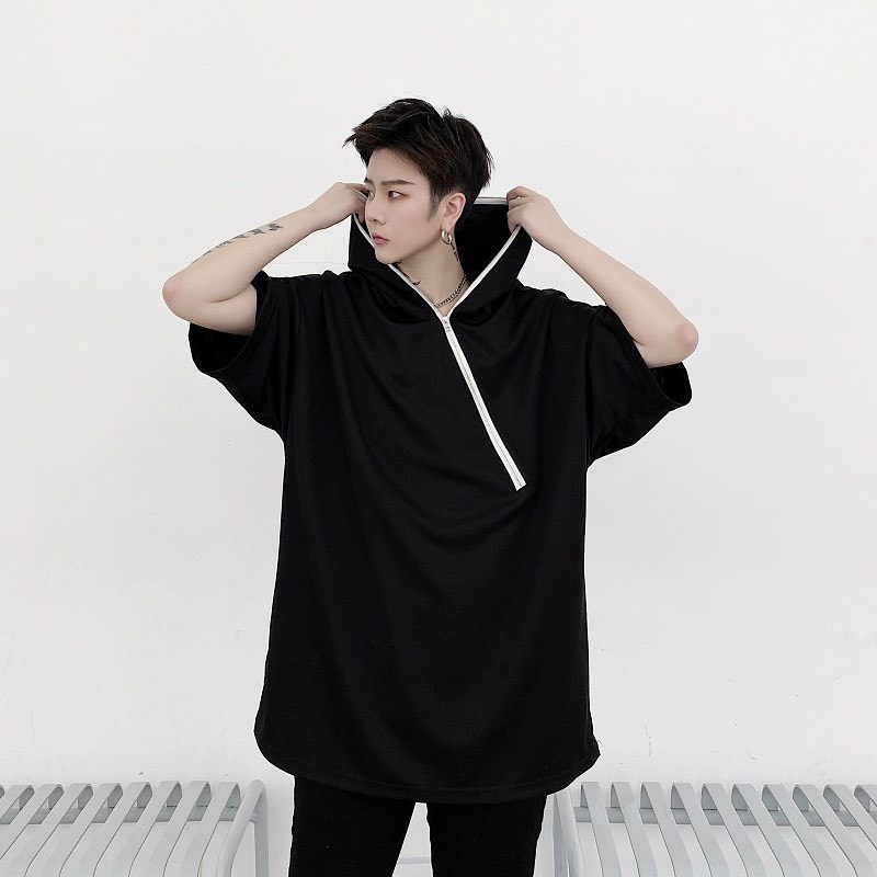 [HCM]ÁO THUN NAM TAY LỠ CÓ DÂY KÉO VÒNG NÓN MỀM MỊN TP22