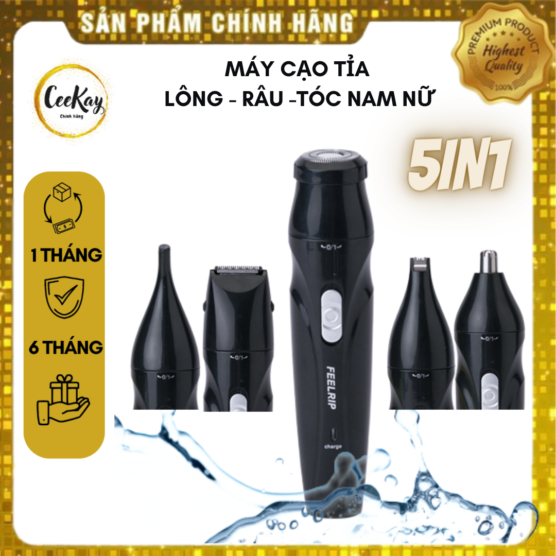 Máy cạo lông râu nam nữ 5in1 CeeKay kiểu máy cạo lông vùng kín lông mày lông mặt lông mũi máy tỉa lông đa năng 5in 1