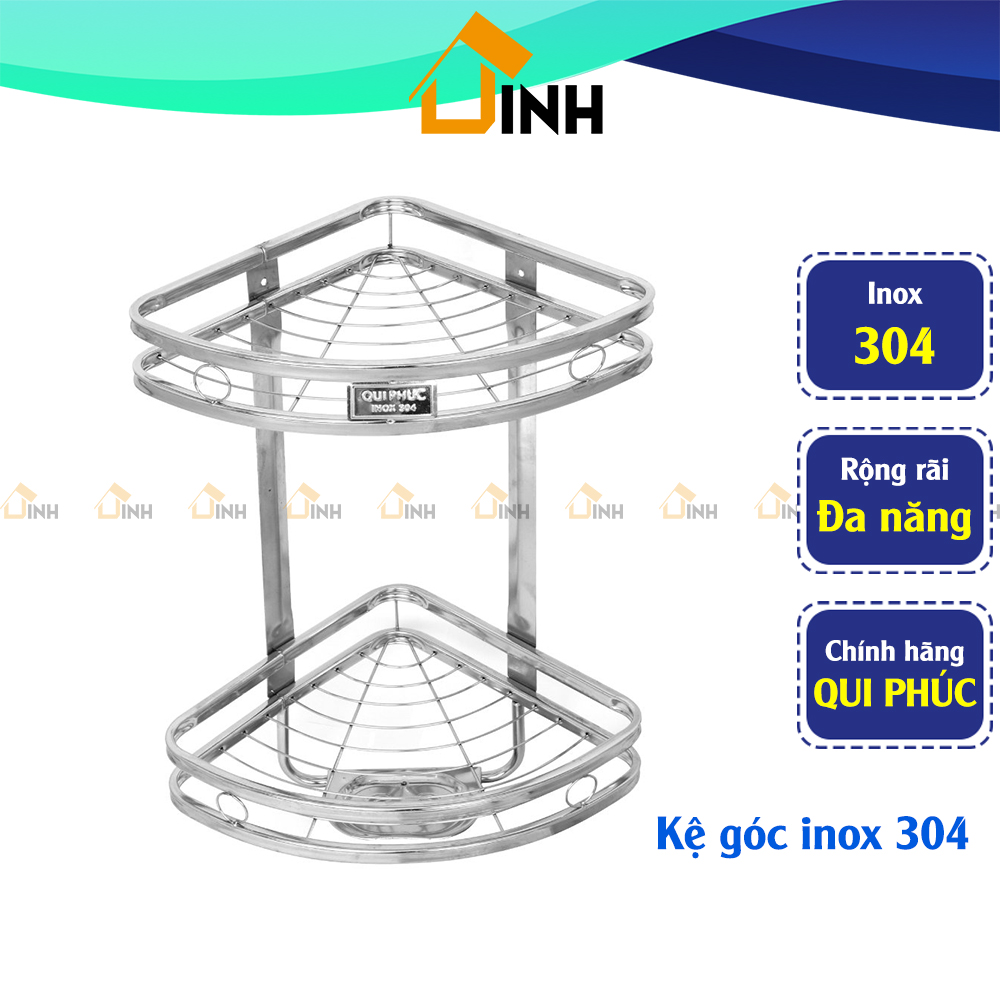 Kệ góc inox 304 nhà tắm Dona Qui Phúc, Giá để đồ inox 2 tầng