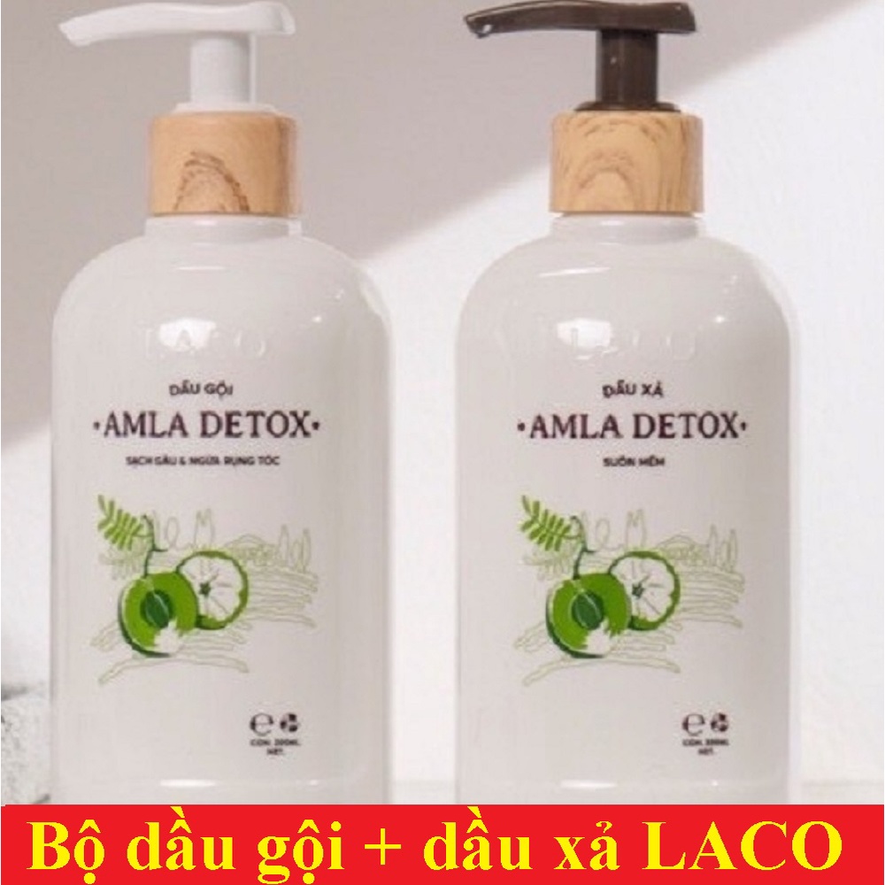 Bộ dầu Gội đầu + Xả Laco Organic Amla detox kèm xịt dưỡng tóc serum ngăn rụng tóc và kích thích mọc tóc siêu HOT
