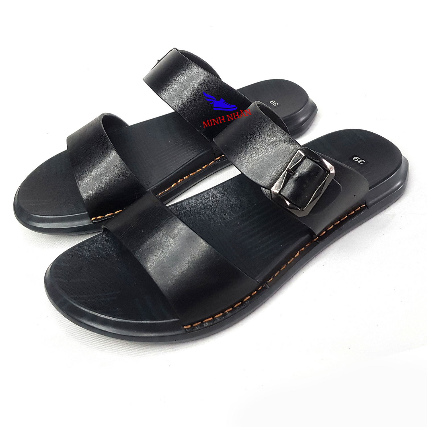 Dép da nam Q-27 dép quai chéo dép Xăng đan Sandal nam da bò xịn quai ngang quai hậu cao cấp CÓ KHÂU ĐẾ xuất khẩu thời trang đẹp giá rẻ