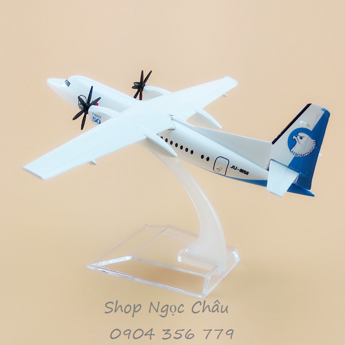 Mô hình máy bay cánh quạt Aero Mongolia Fokker-50 (16cm)