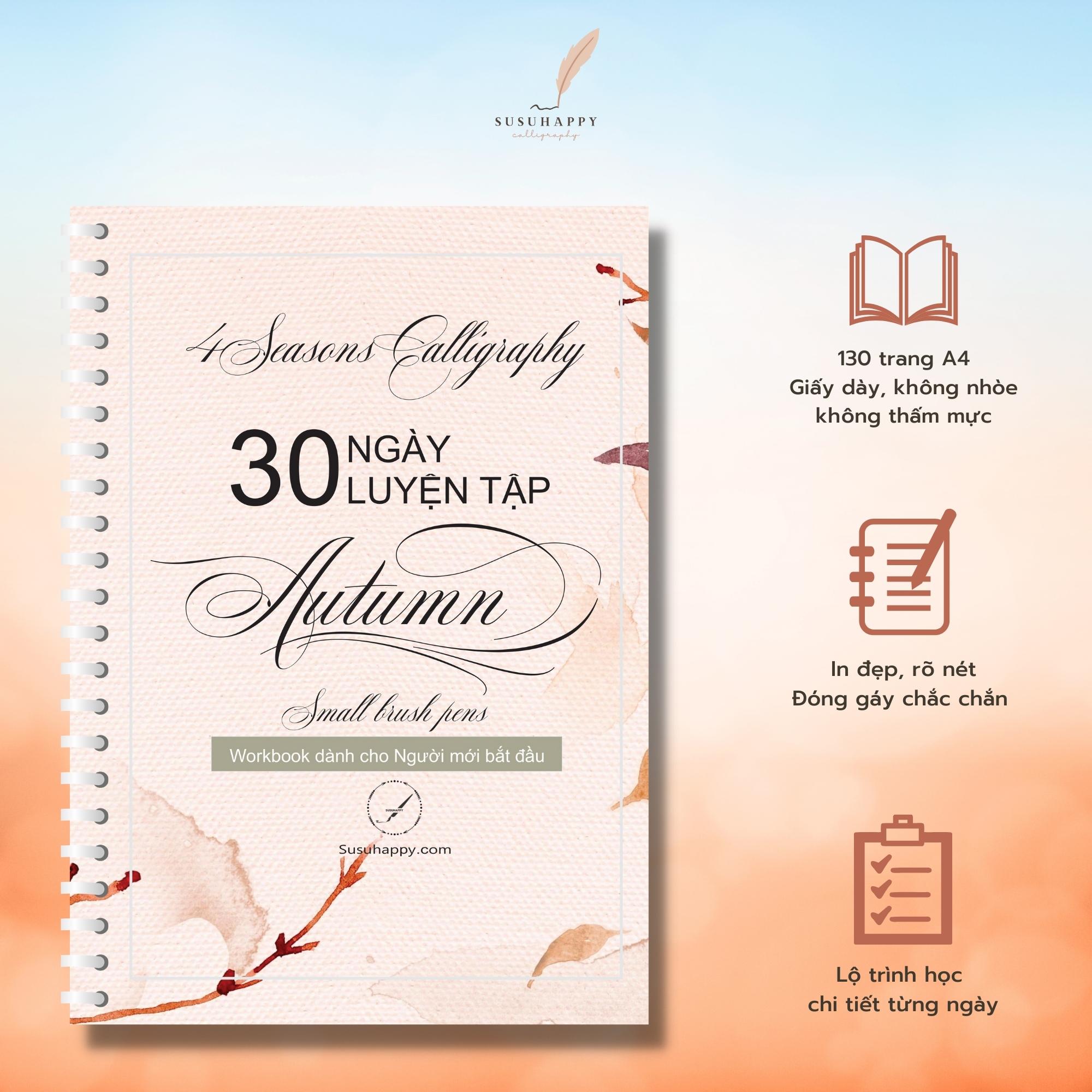 Workbook Autumn Calligraphy Dùng Brush Pen Ngòi Nhỏ, Luyện Viết Calligraphy Cho Người Bắt Đầu
