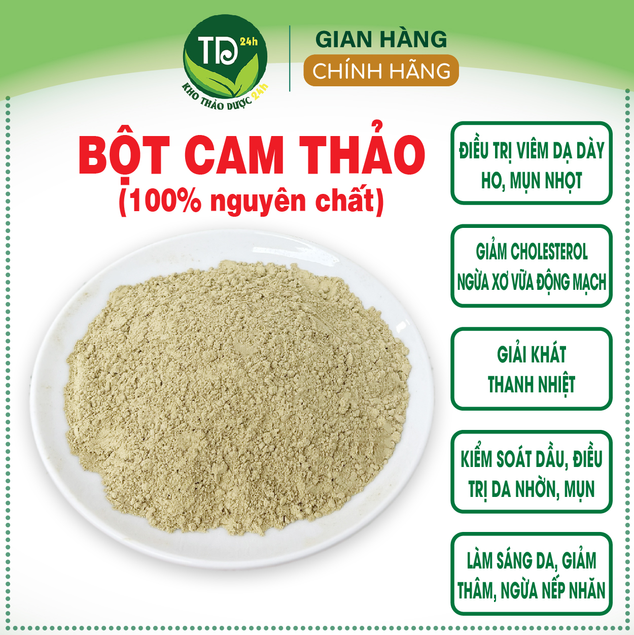 [500 gr] Bột cam thảo nguyên chất 100% organic, tắm trắng, ngừa thâm, mụ-n, giải cảm ho, mất tiếng, trợ tiêu hóa, đầy bụng I Kho thảo dược 24h