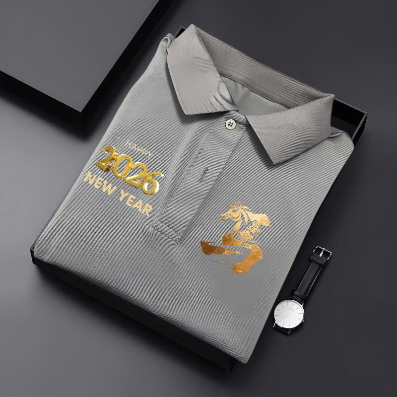 Year of the Rooster Logo Polo Shirt with 2026 Pattern - 4