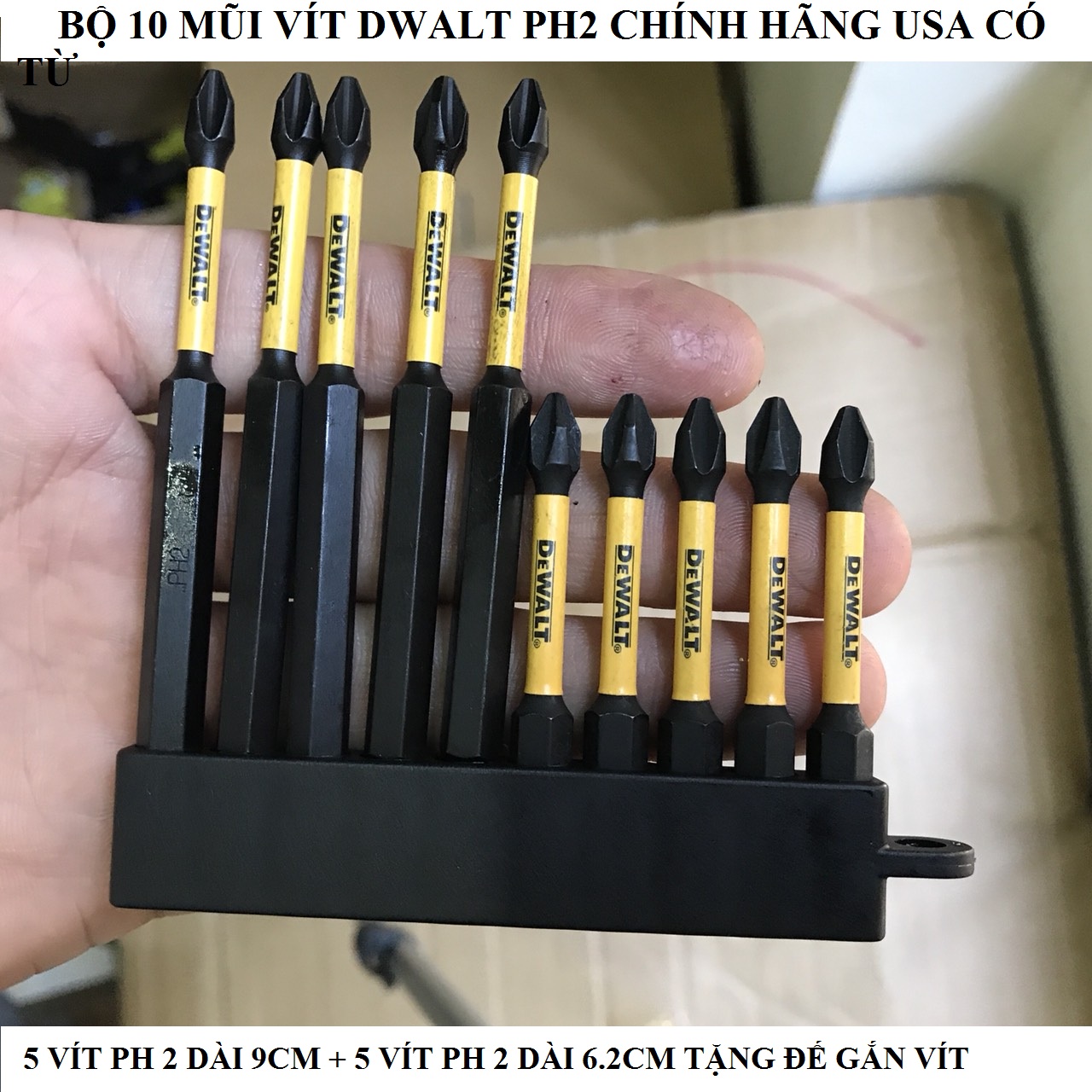 Bộ 10 mũi vít dewalt hàng mỹ dài 9cm - 6cm