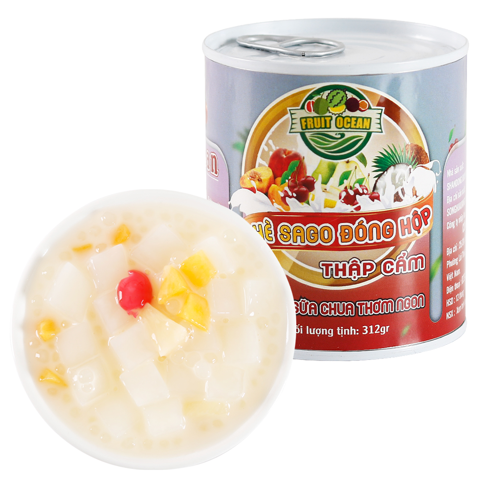 Sản phẩm mới Chè sago thâp cẩm trái cây, sữa chua trái cây các loại, các loại men trái cây , cùi trái cây nguyên chất 312g, đồ ăn nhẹ, ăn liền, thực phẩm tốt cho sức khỏe, giàu vitamin, thực phẩm ăn liền