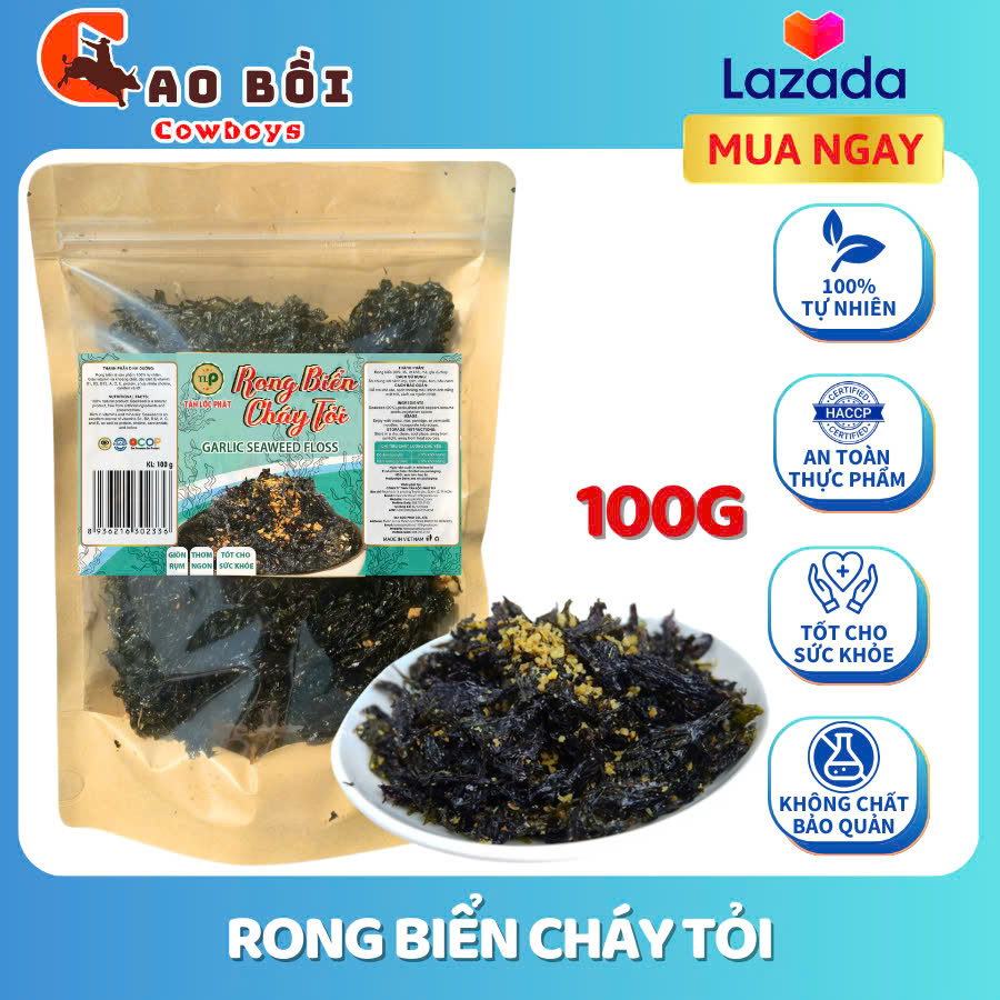 RONG BIỂN CHÁY TỎI CAO BỒI FOOD - BỊCH 100G