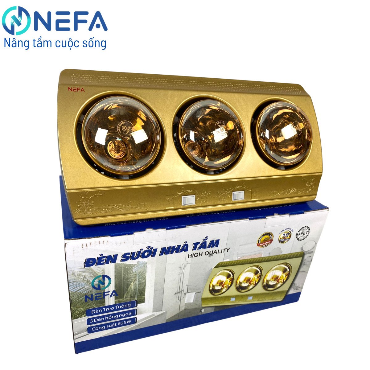 Đèn sưởi nhà tắm 3 bóng Nefa NFS68-3 - Bảo hành 24 tháng