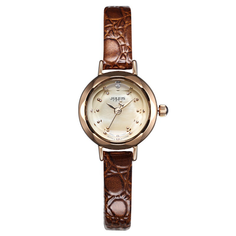 Đồng hồ nữ ja-482 julius hàn quốc dây da mặt tròn