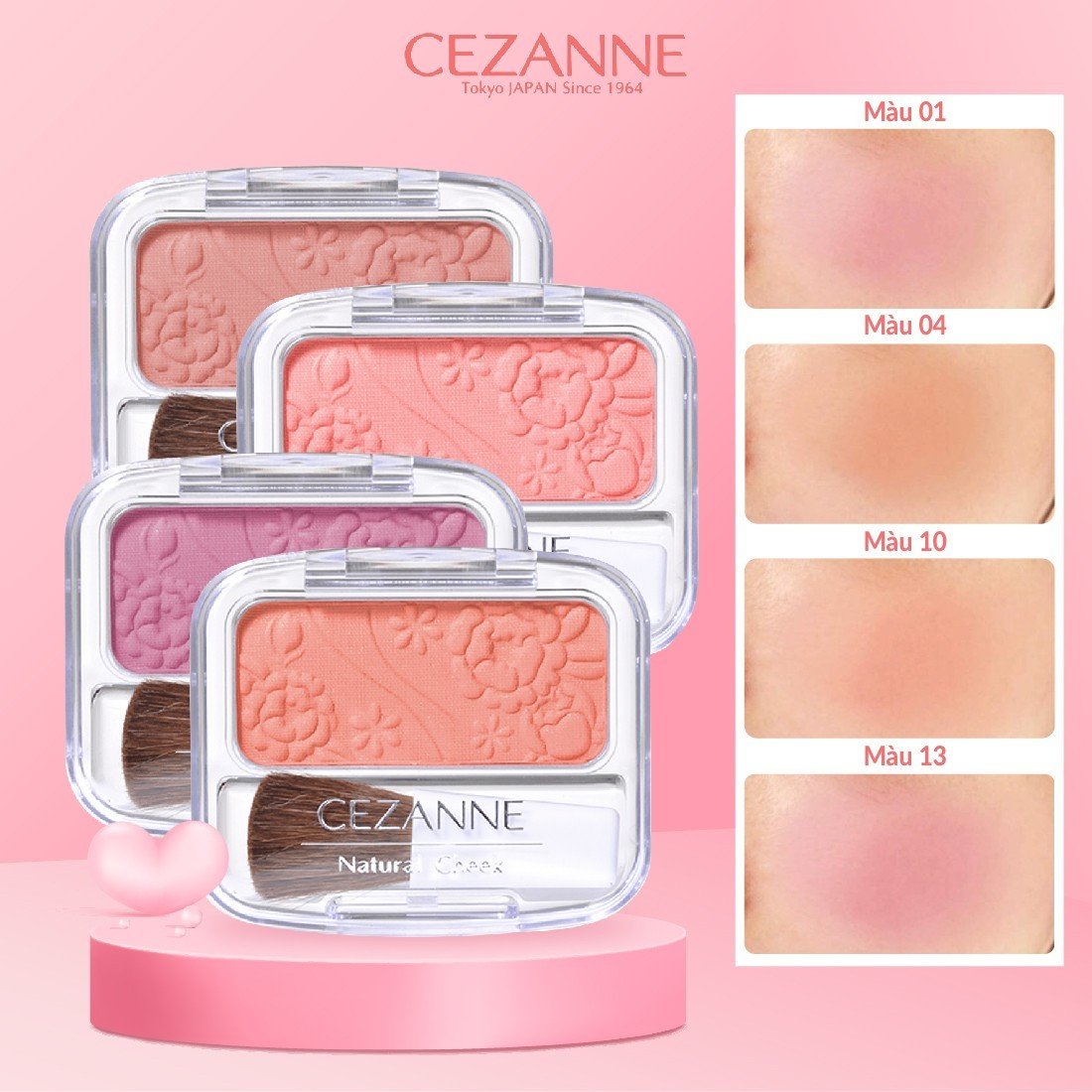 Phấn Má Hồng Cezanne Natural Cheek N Nhật Bản Màu Tự Nhiên Mềm Mịn Lâu Trôi 4g