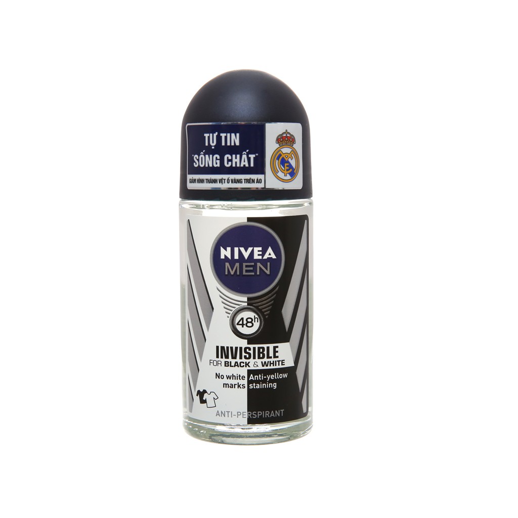 Lăn khử mùi Nivea Invisible For Black & White chai 50ml