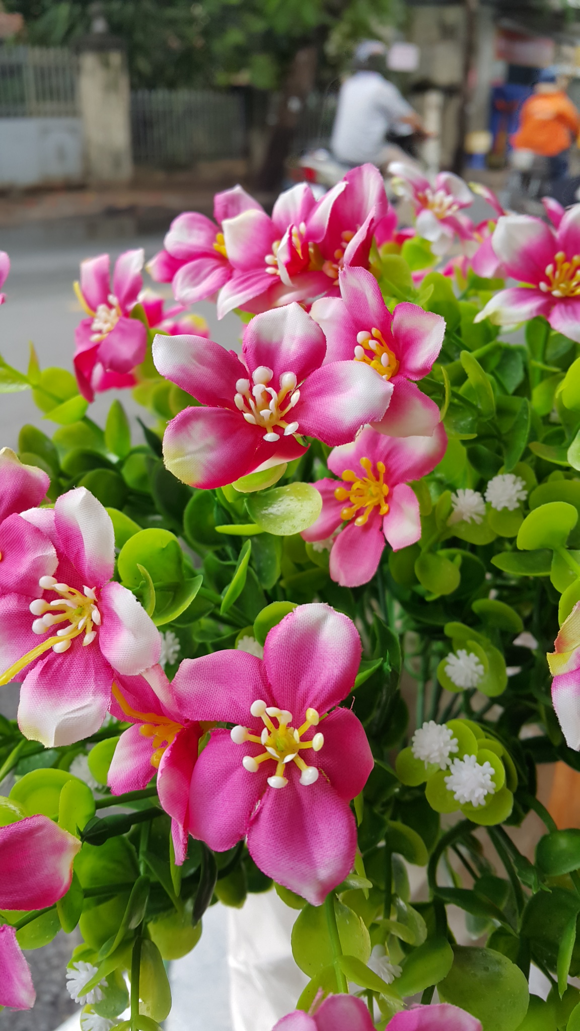 1 bụi Hoa dừa cạn giả 6 nhánh - Hoa giả - Hương Flower