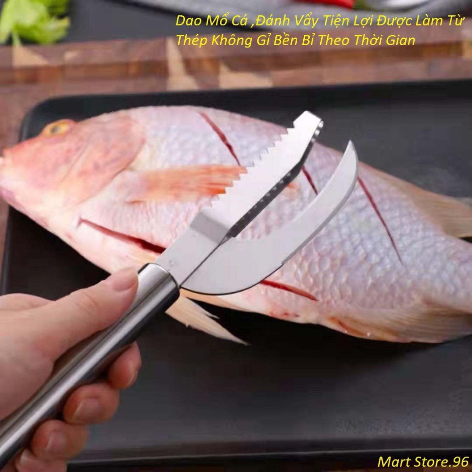 Dao Mổ Cá Đánh Vẩy 2in1 Đa Năng Được Làm Bằng Thép Không Gỉ Tiện Ích