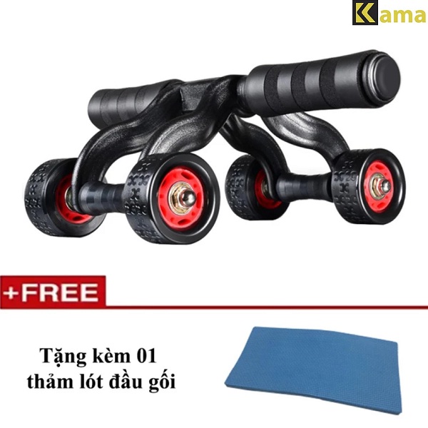 Dụng Cụ Tập Giảm Mỡ Bụng, Con lăn tập bụng 4 bánh OM-50, Các Bài Tập Gym Tại Nhà Cho Nam - Con lăn tập bụng ( Loại Xịn) kèm thảm gối)
