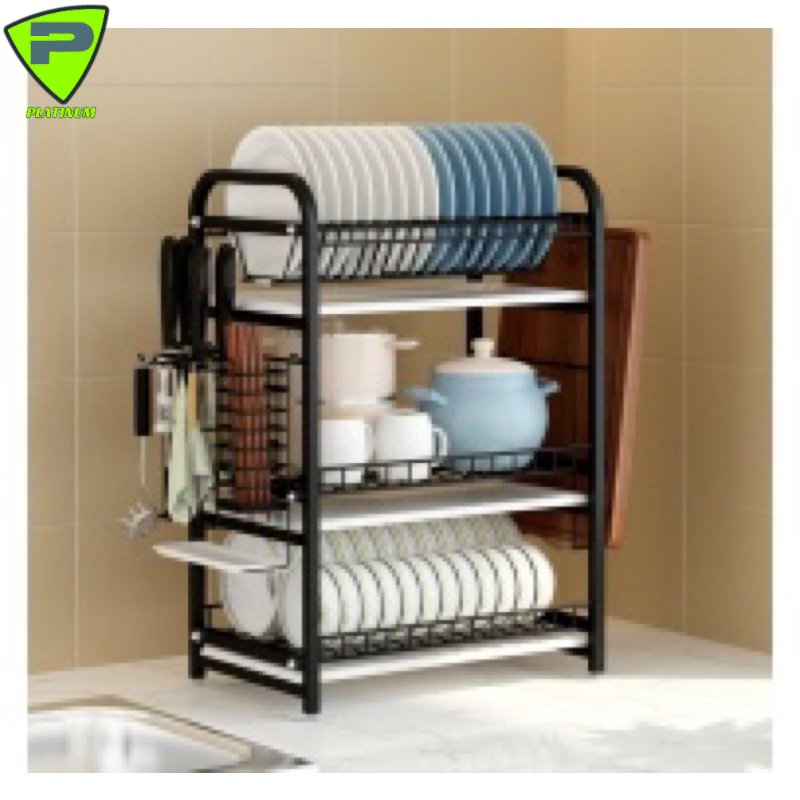 Kệ úp chén, dĩa inox 3 tầng đa năng sơn tĩnh điện