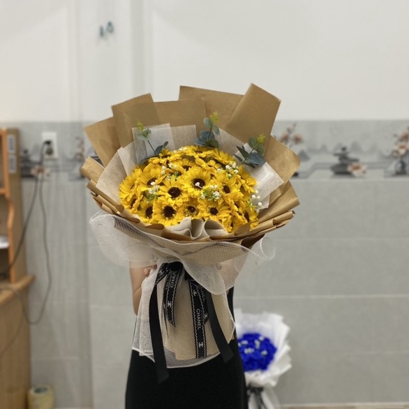 Bó hoa sáp hướng dương 20 bông bó theo yêu cầu giá rẻ