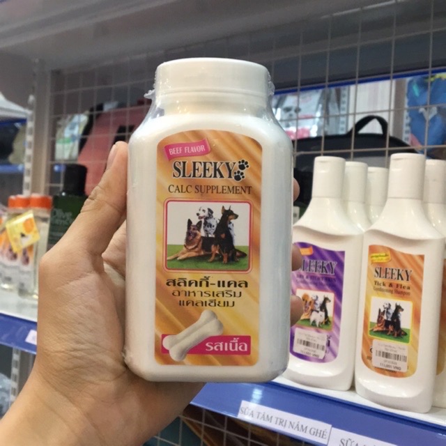 Canxi thái sleeky lọ 140 viên cho chó giúp khỏe mạnh chắc xương cứng chân, dựng tai