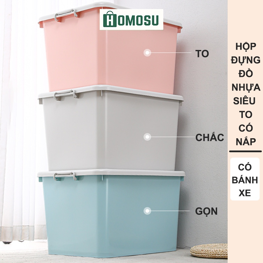 Thùng Đựng Đồ Có Nắp, Thùng Đựng Đồ Chơi Có Bánh Xe Siêu Lớn Siêu Chắc Chắn Có Thể Xếp Chồng Q010