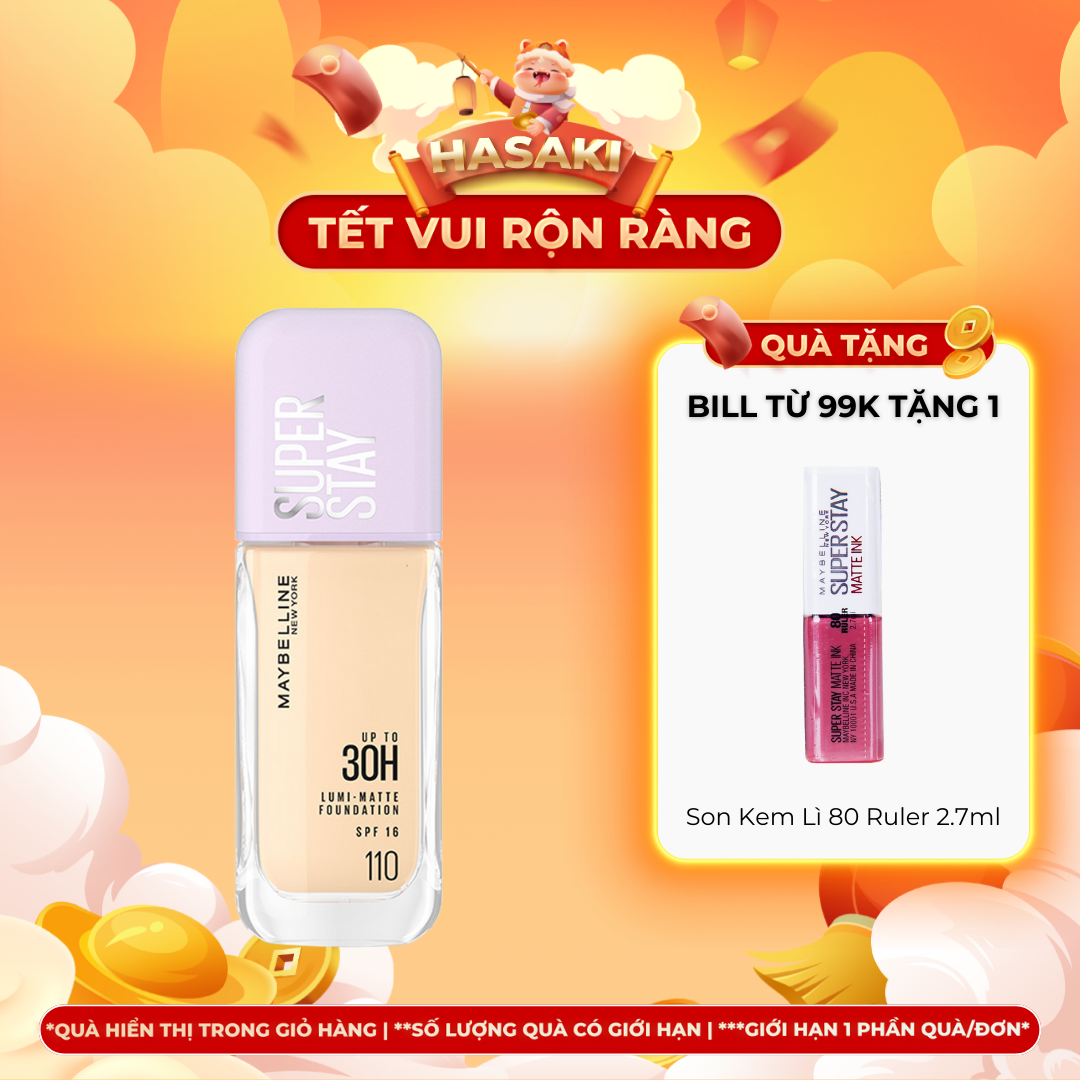 [MUA LÀ CÓ QUÀ] Kem Nền Maybelline Bắt Sáng Che Phủ Siêu Nhẹ 35ml Superstay Up To 30H Lumi-Matte Foundation SPF16 PA+++ Hasaki Sản Phẩm Chính Hãng