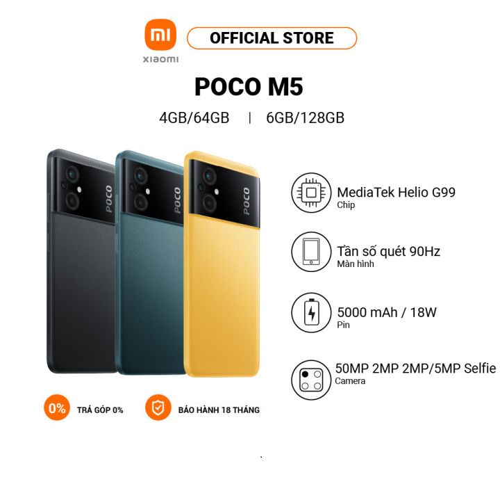 Điện thoại POCO M5 4GB64GB/6GB128GB Pin 5000mAh MediaTek Helio G99 Sạc nhanh 18W