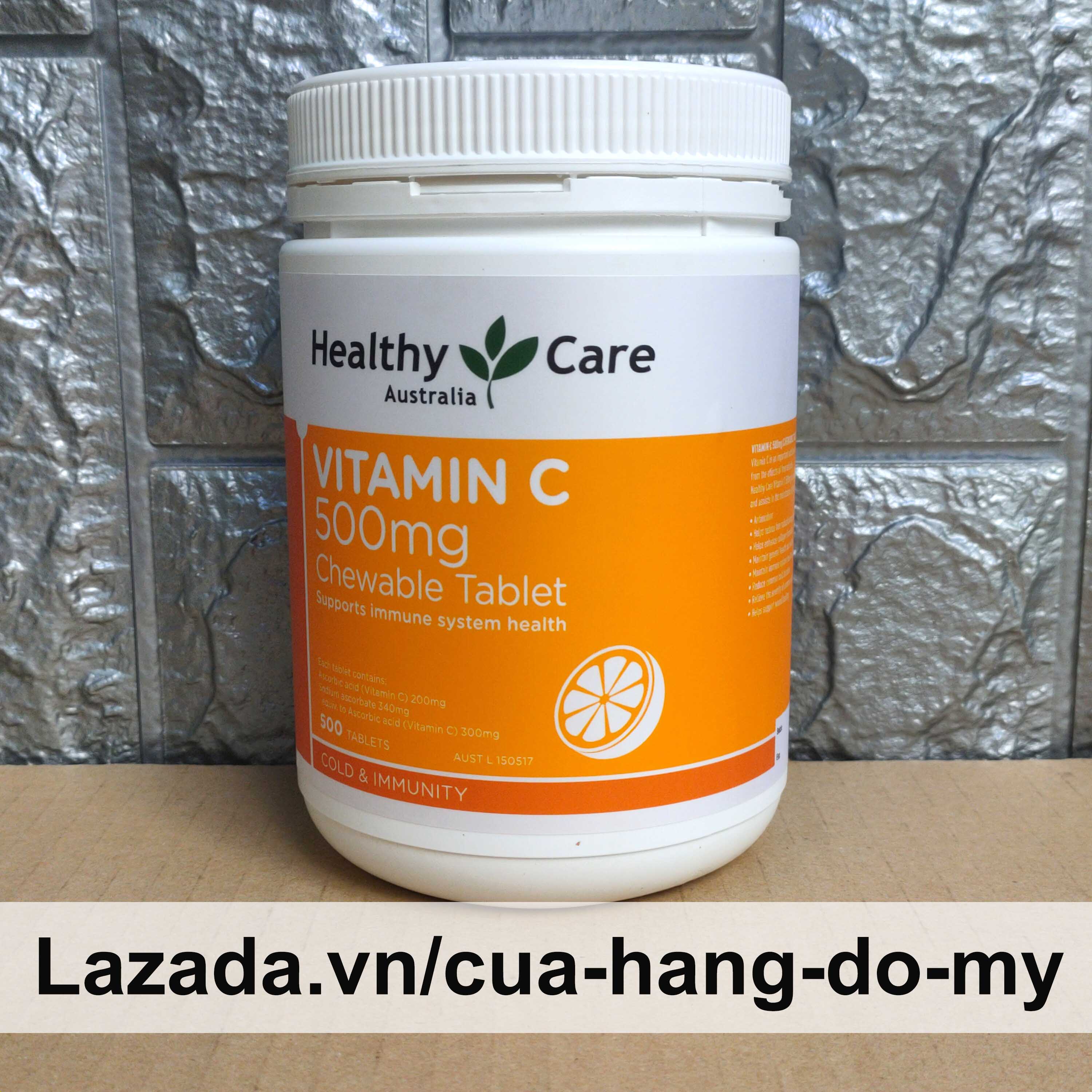Viên Ngậm Nhai Bổ Sung Vitamin C Healthy Care 500mg hộp 500 viên Của Úc - Shop Hong1008