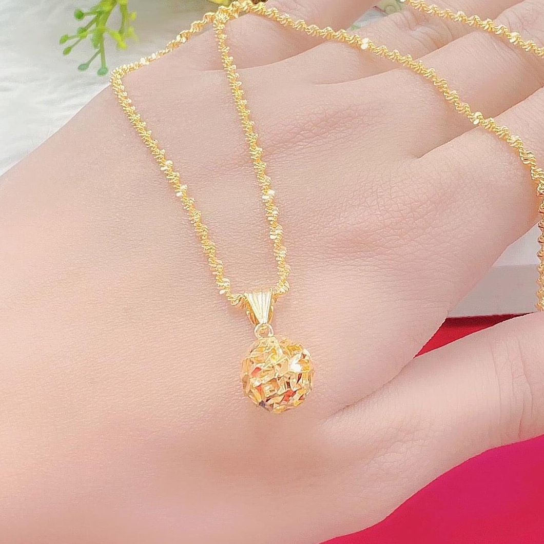 [HCM]Dây chuyền vàng non dây chuyền mạ vàng thật 24k dây chuyền nữ vàng 18k mặt dây đính đá pha lê xinh đẹp sang trọng Trang Sức Miga M012 - đeo đi tiệc đi chơi đi đám cưới siêu sáng