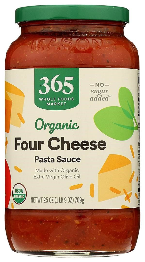 Sốt pasta sauce - four cheese organic 365 by whole foods market, made with organic extra virgin olive oil, 709g