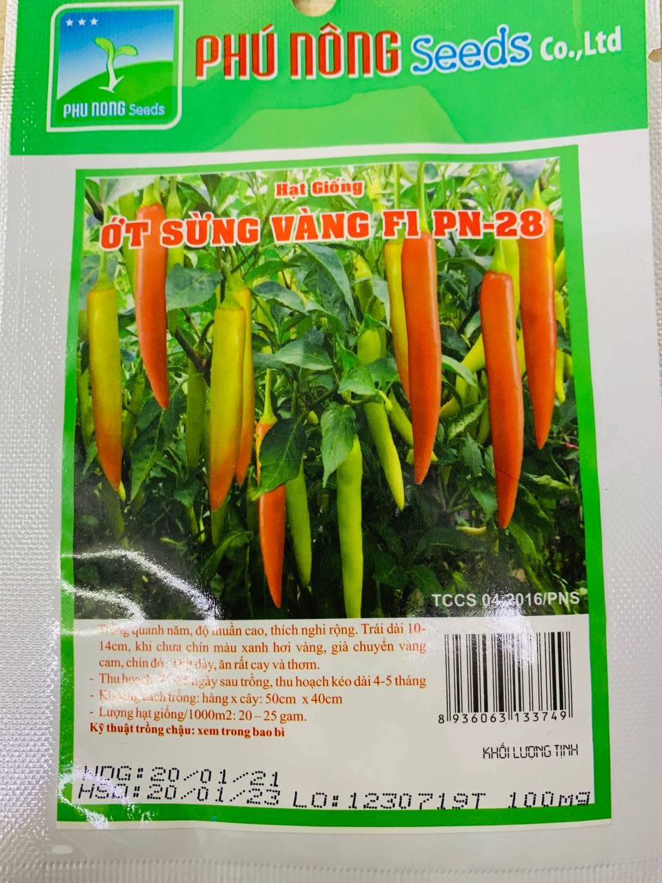 Hạt giống ớt sừng vàng phú nông -thịt dày cay thơm