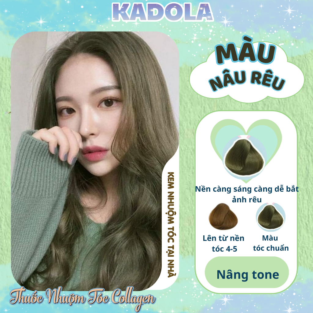 Thuốc Nhuộm Tóc Kadola Màu Nâu Rêu Thuốc Nhuộm Collagen Siêu Dưỡng