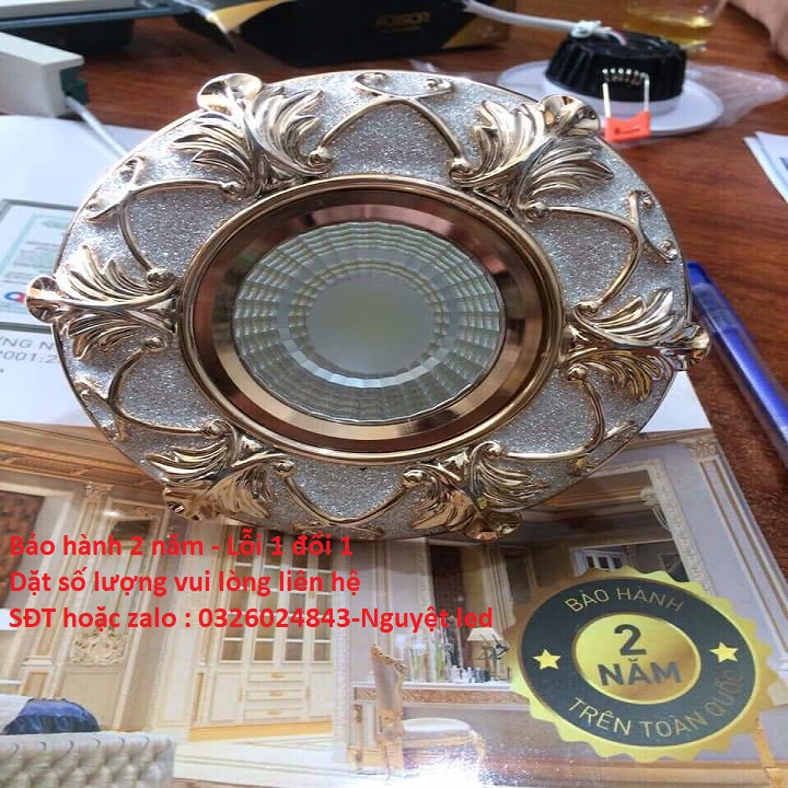 Đèn led âm Trần hoa văn mặt đá cao cấp 3 chế độ vừa tất cả lỗ khoét  phi 60-76,90,110