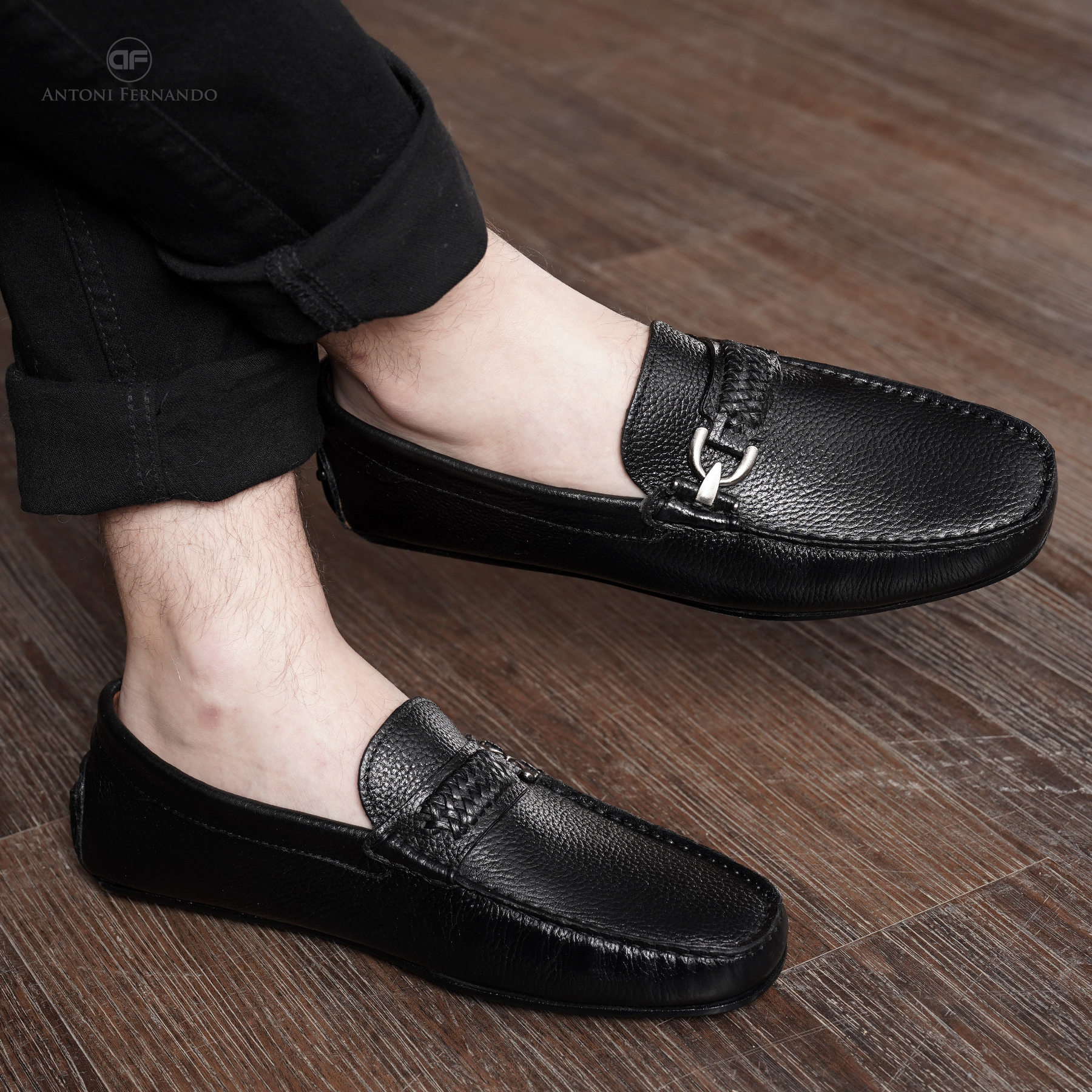 Giày lười nam hiệu Antoni Fernando chất liệu da bò thuộc tự nhiên Full