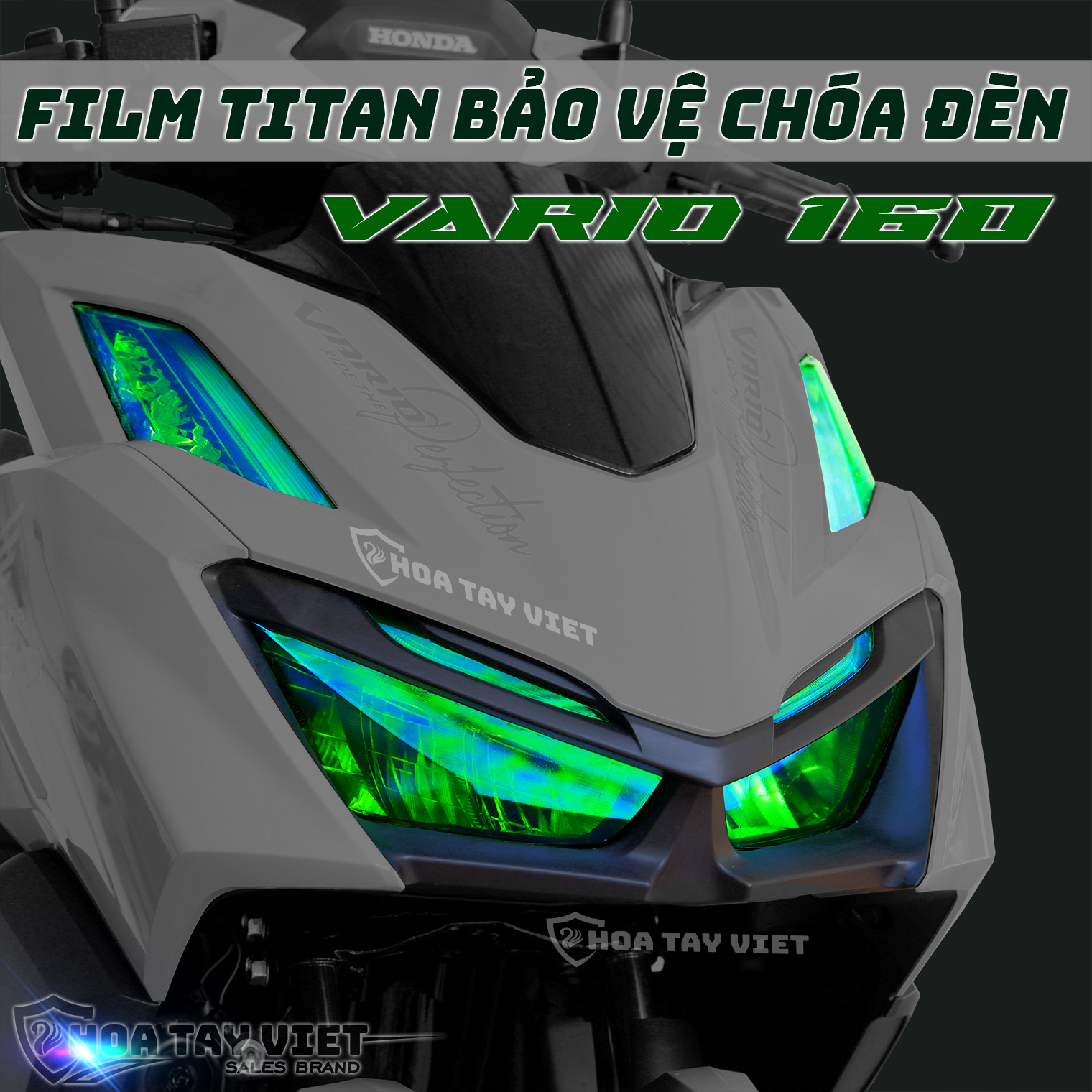 Decal TITAN dán CHÓA ĐÈN VARIO 160 màu xanh lam cánh cam chống trầy xước HONDA VARIO 160