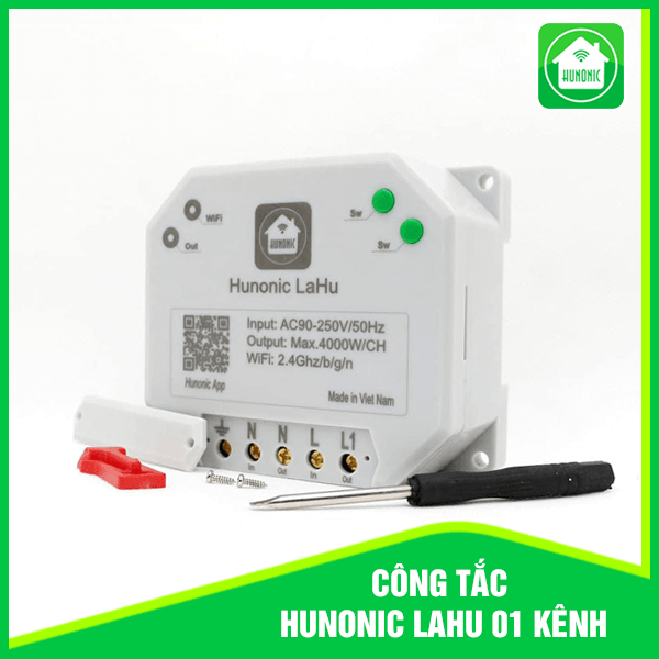 Công tắc hunonic lahu wifi 1 kênh công suất lớn 4000w - hàng chính hãng bh 12 tháng