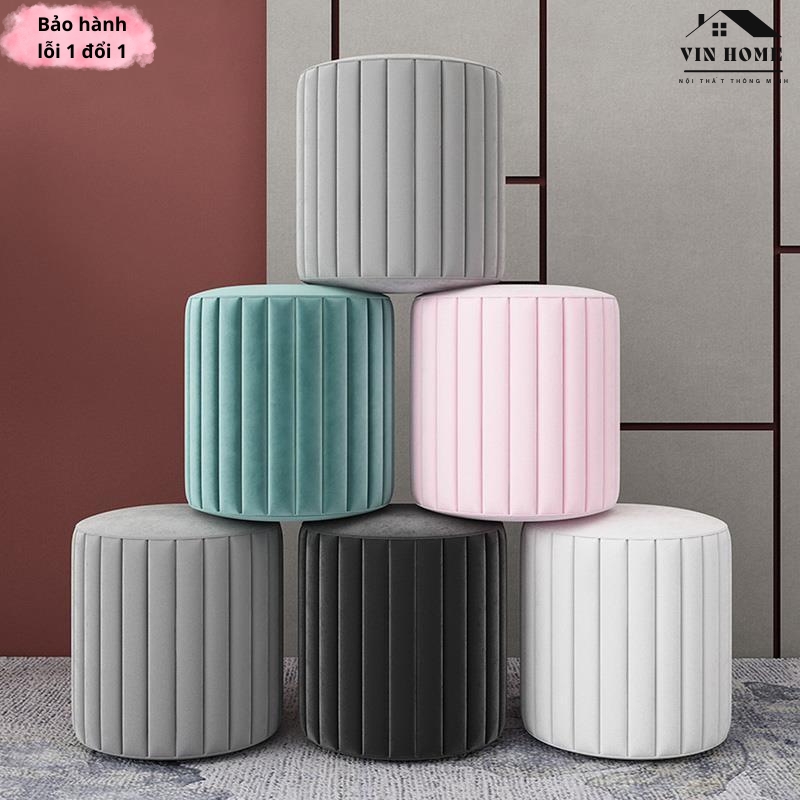 Ghế đôn sofa, ghế đôn bàn trang điểm, ghế đôn tròn nỉ da dày dặn hàng cao cấp - nội thất vin home