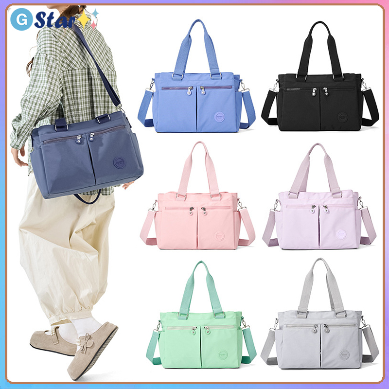 GStar Large Capacity Commuter Tote Bag Women's 2026 New Nylon Crossbody Cloth Bag Lightweight Casual Work Travel Shoulder Bag Simple Multi-layer Handbag Single Shoulder Slant Bag Ready Stock