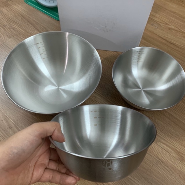 SET 3 ÂU TRỘN INOX LÀM BÁNH TRỘN ĐỒ ĂN SIÊU ĐẸP