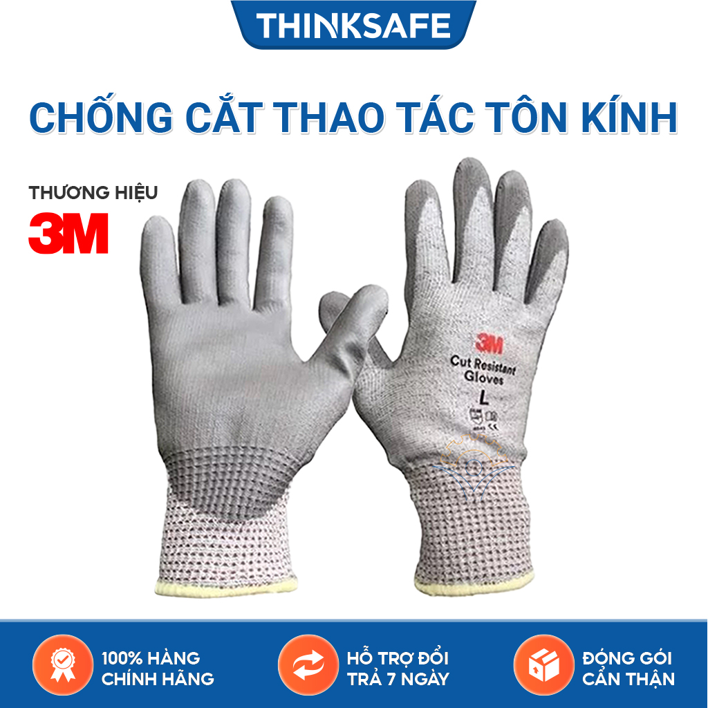 Găng tay chống cắt 3M cấp độ 5 độ khéo léo cao, chuyên dụng cho cơ khí kỹ thuật chống cắt khi làm với tôn sắt thủy tinh - Bảo hộ Thinksafe