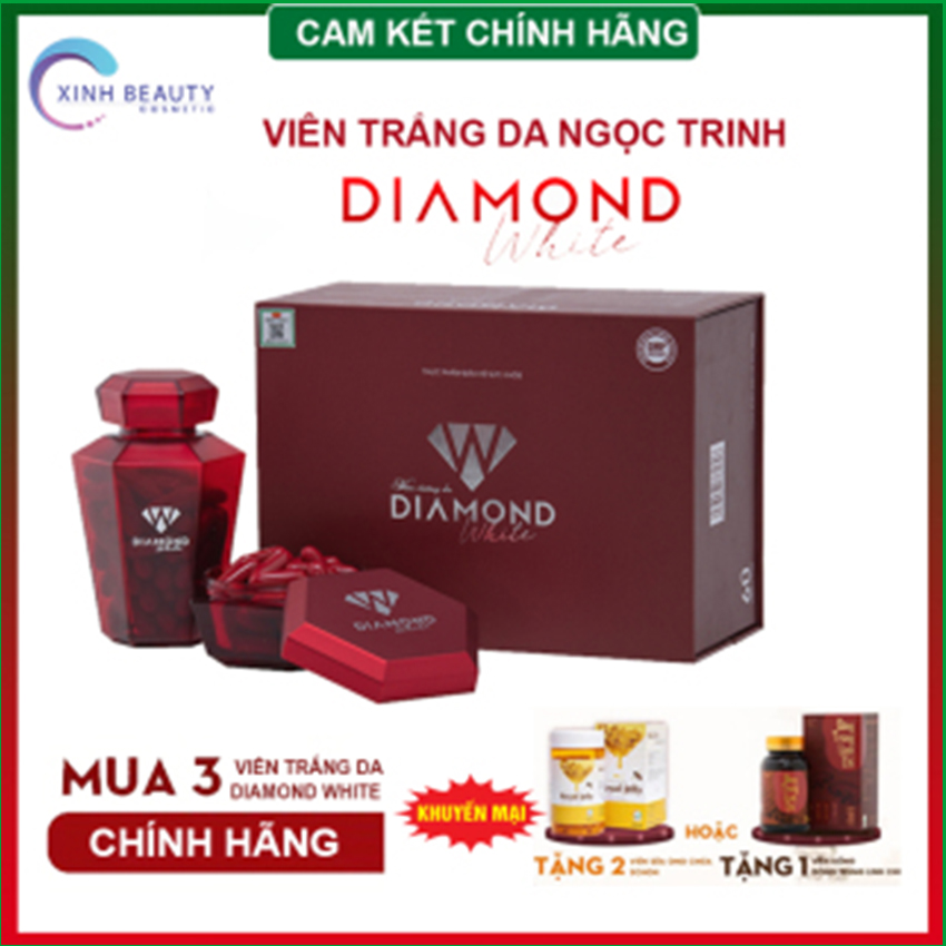 [HÀNG CHÍNH HÃNG ] Viên uống trắng da Ngọc Trinh Beauty Diamond White, Trắng da chống nắng, xóa nám tàn nhang, Sahana Beauty, KHUYẾN MẠI MUA 3 TẶNG 1 ĐÔNG TRÙNG LINH CHI HOẶC 2 SỮA ONG CHÚA