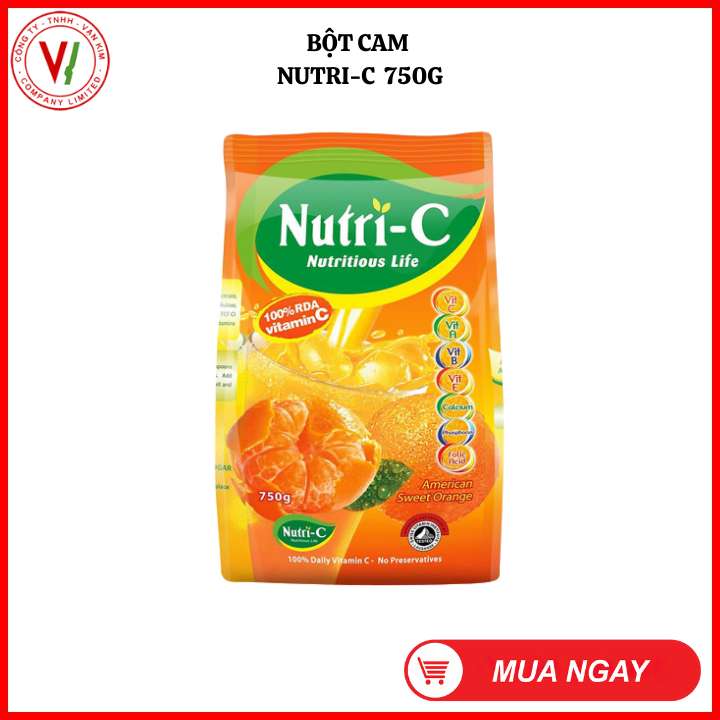 Bột cam Nutri-C 750g - GIẢI KHÁT, THANH NHIỆT, giúp tăng cường SỨC ĐỀ KHÁNG cho cơ thể, cung cấp NĂNG LƯỢNG và phục hồi CƠ THỂ mệt mỏi sau vận động