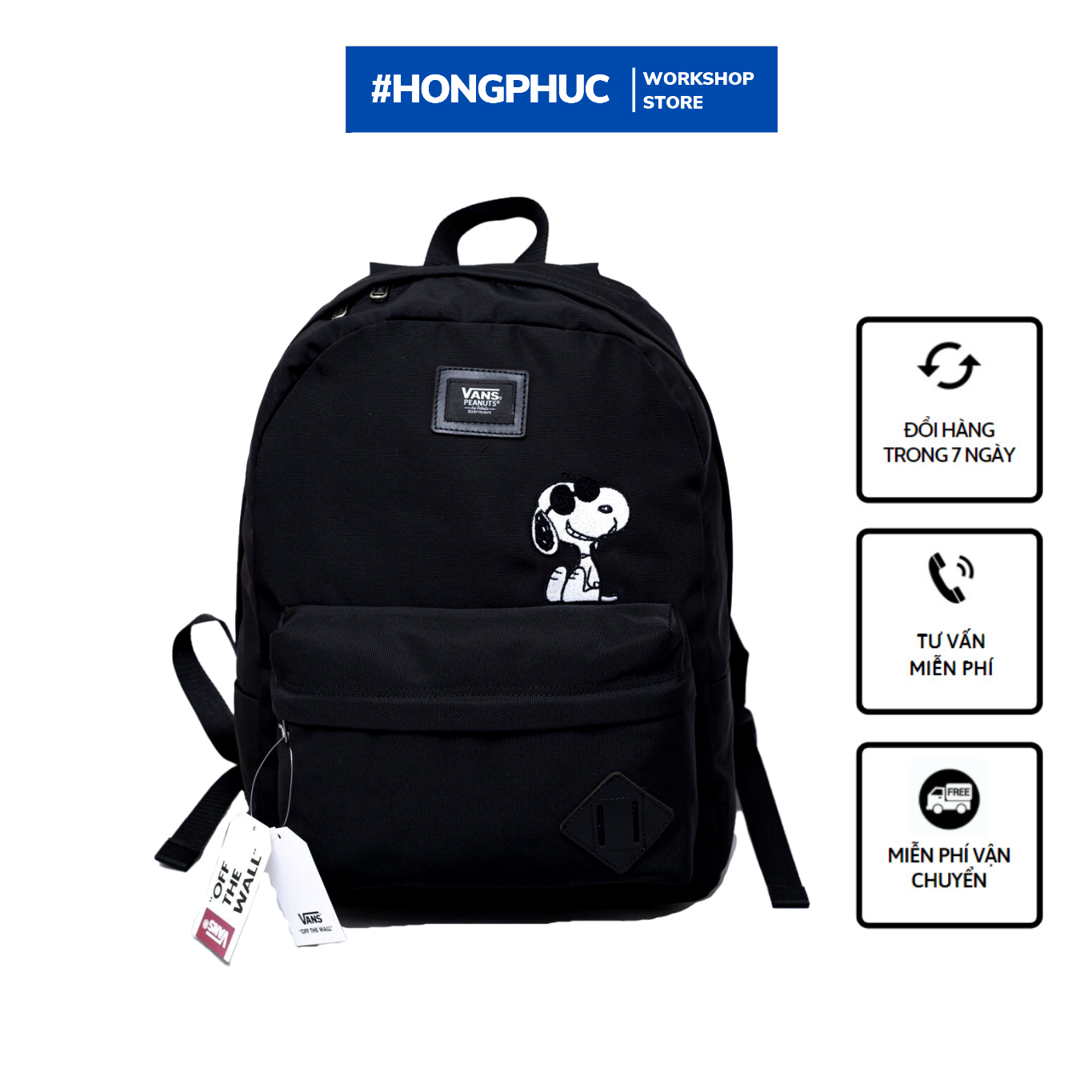 Balo đi học v.a.n.s snoopy peanuts – black - sb1107a