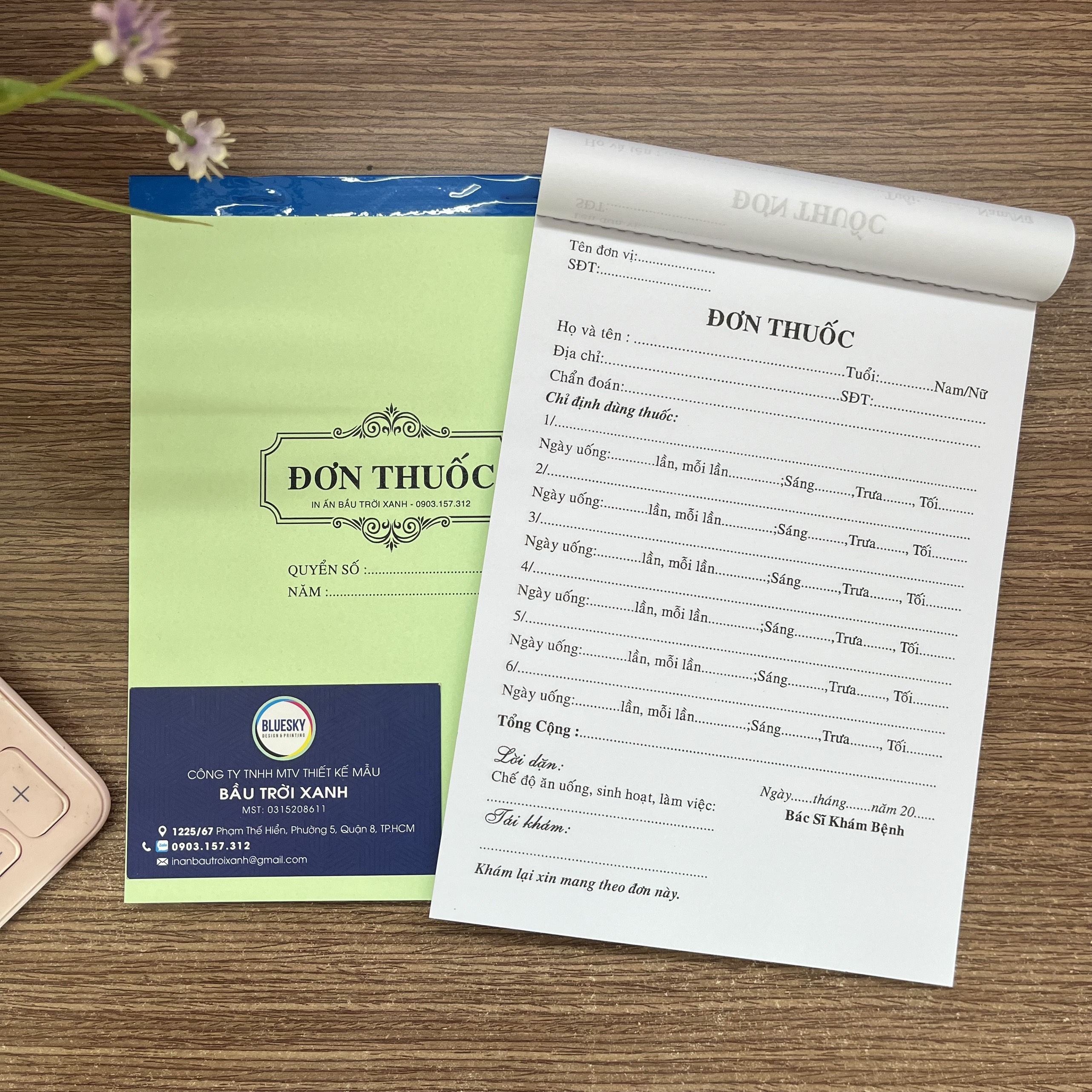 Sổ đơn thuốc khổ a5, 100 tờ/quyển