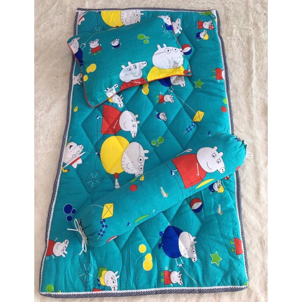 Bộ gối nệm - bộ gối nệm cho bé 60x110cm -nệm cho bé đi học mẫu giáo cotton