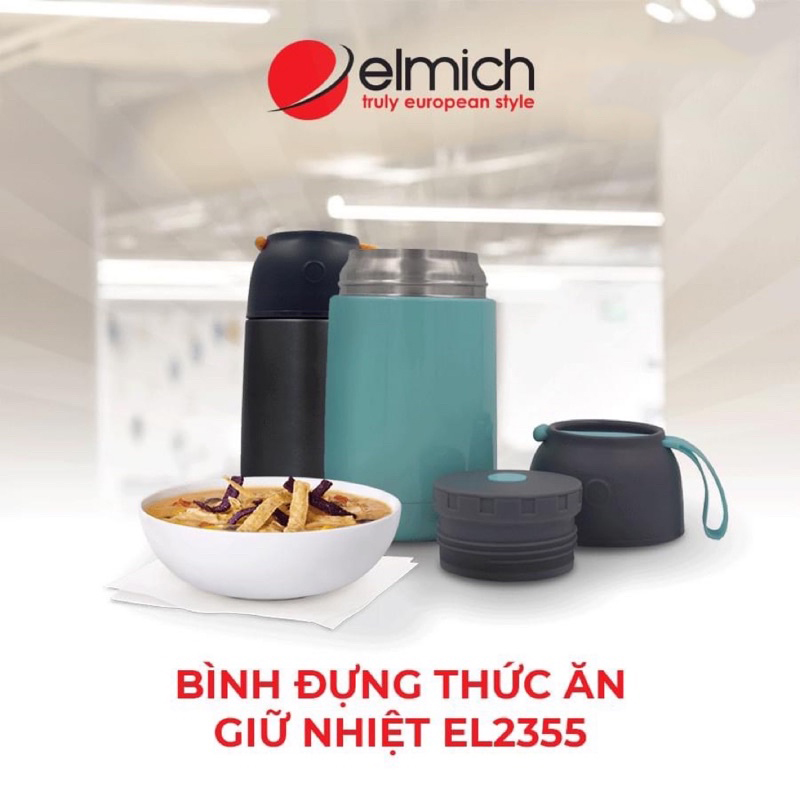 Bình giữ nhiệt, bình đựng thức ăn giữ nhiệt 650ml elmich el-2355, bình ủ cháo, bình giữ nhiệt elmich nóng lạnh dung tích 650ml, bình inox 304 chống gỉ, chống rò, có quai xách tiện lợi, ủ nóng 8 giờ, giữ lạnh đến 10 giờ
