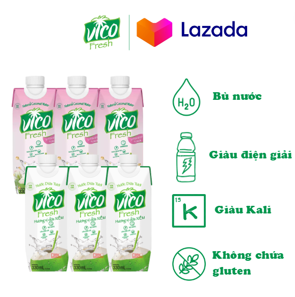 Combo 6 hộp nước dừa vico fresh 330ml