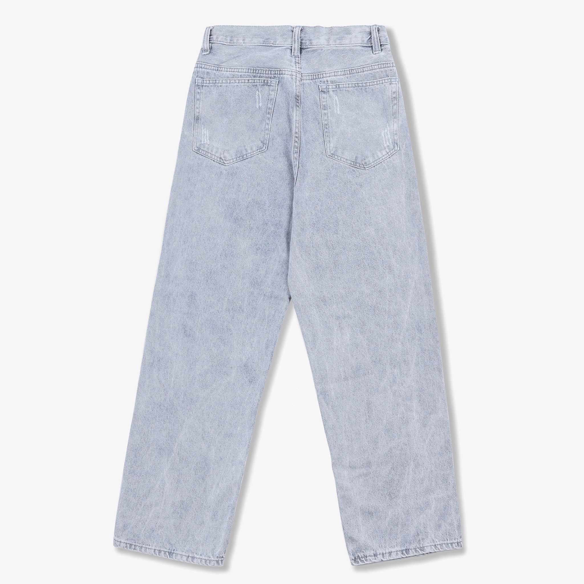Quần ff indigo distressed baggy jeans